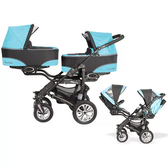 BabyActive Twinny - Poussette modulaire 3 en 1 avec des blocs disposés l'un derrière l'autre