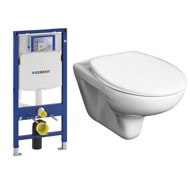 Roca Mateo 346200000 + Geberit Sigma 111.300.00.5 - Toilettes suspendues (Espagne) avec installation en angle (Suisse)