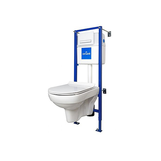 Сersanit City Clean On MZ-CITY-Con-S-DL + Geberit Sigma 111.300.00.5 - Toilettes suspendues (Pologne) avec installation en angle (Suisse)