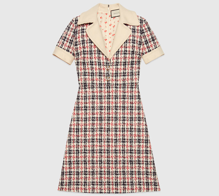GUCCI Robe en tweed à carreaux
